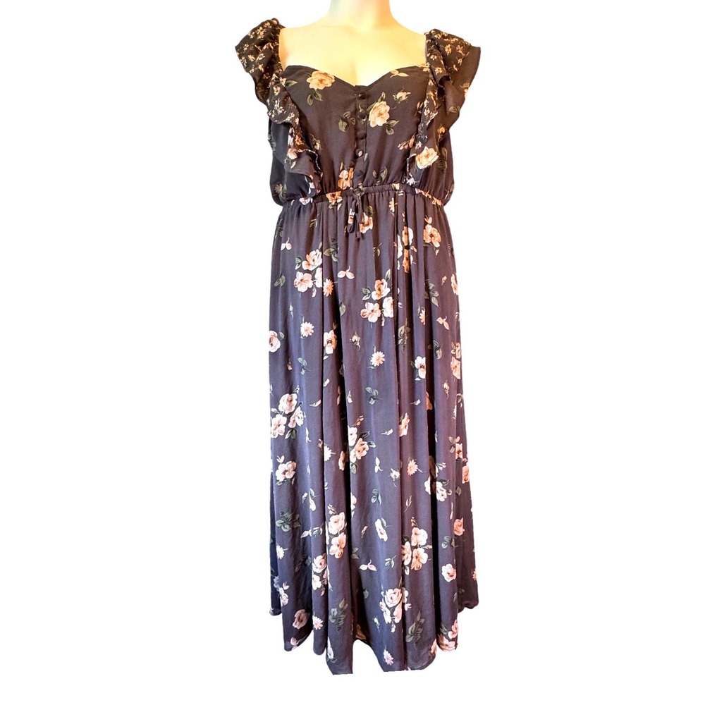 Torrid Large Floral Maxi Dress Cottagecore Prairie Ruffle Boho Summer